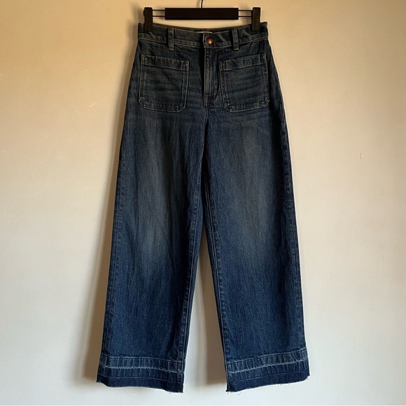 Madewell Petite Emmett Wide Leg Jean Let Down Hem Edition Archbald Wash 24P $138 - Picture 2 of 14